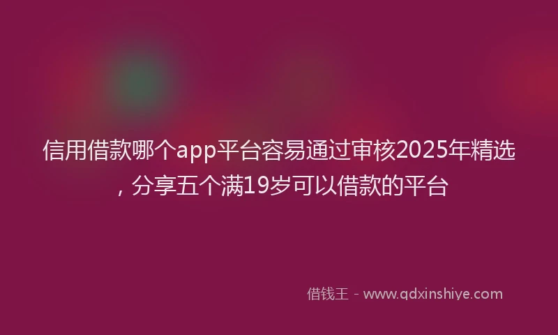 信用借款哪个app平台容易通过审核2025年精选，分享五个满19岁可以借款的平台