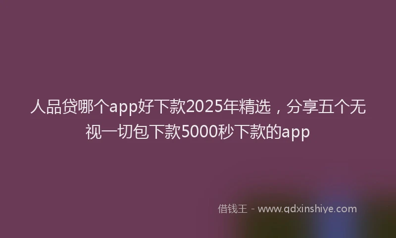人品贷哪个app好下款2025年精选，分享五个无视一切包下款5000秒下款的app