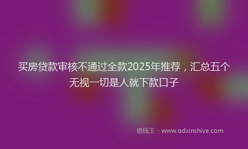 买房贷款审核不通过全款2025年推荐，汇总五个无视一切是人就下款口子