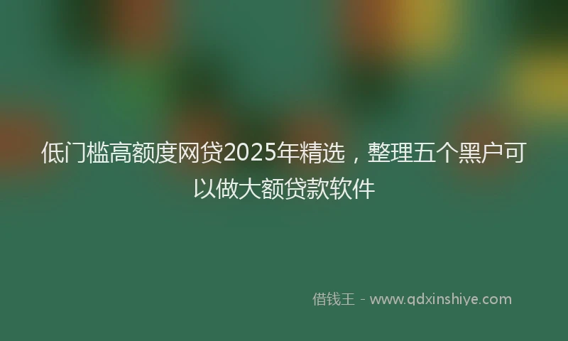 低门槛高额度网贷2025年精选，整理五个黑户可以做大额贷款软件