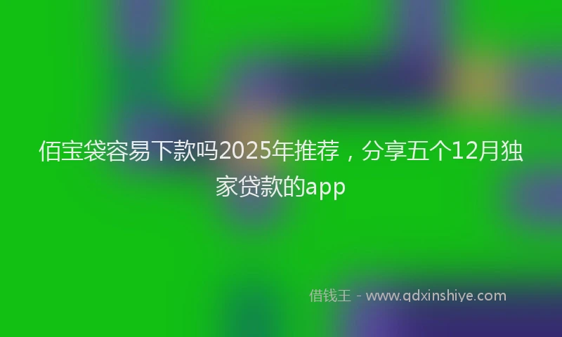佰宝袋容易下款吗2025年推荐，分享五个12月独家贷款的app