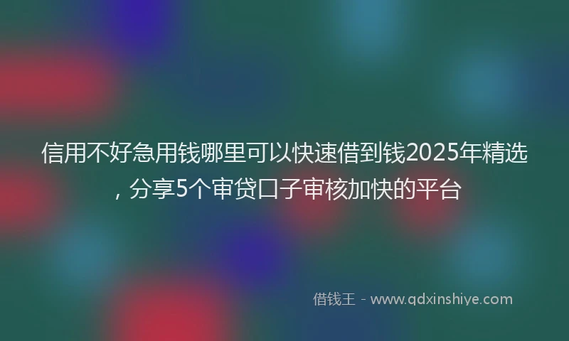 信用不好急用钱哪里可以快速借到钱2025年精选，分享5个审贷口子审核加快的平台