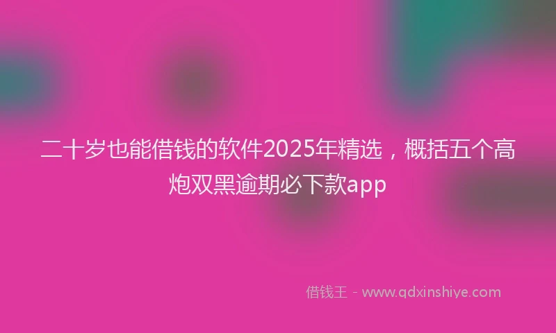 二十岁也能借钱的软件2025年精选，概括五个高炮双黑逾期必下款app