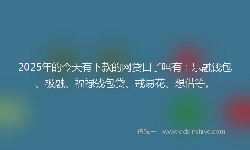 2025年的今天有下款的网贷口子吗有：乐融钱包、极融、福禄钱包贷、戒易花、想借等。