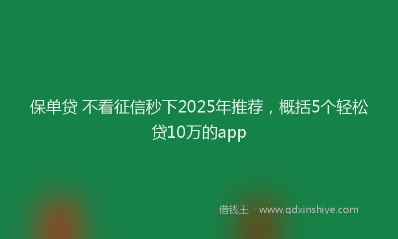 保单贷 不看征信秒下2025年推荐，概括5个轻松贷10万的app