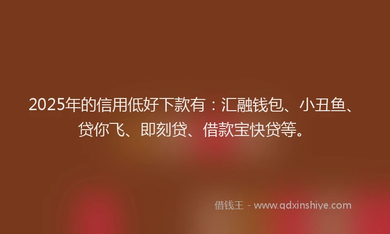 2025年的信用低好下款有：汇融钱包、小丑鱼、贷你飞、即刻贷、借款宝快贷等。