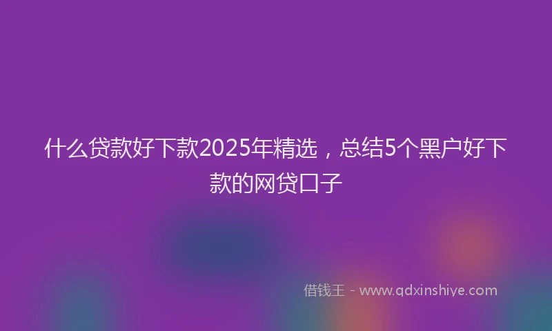什么贷款好下款2025年精选，总结5个黑户好下款的网贷口子