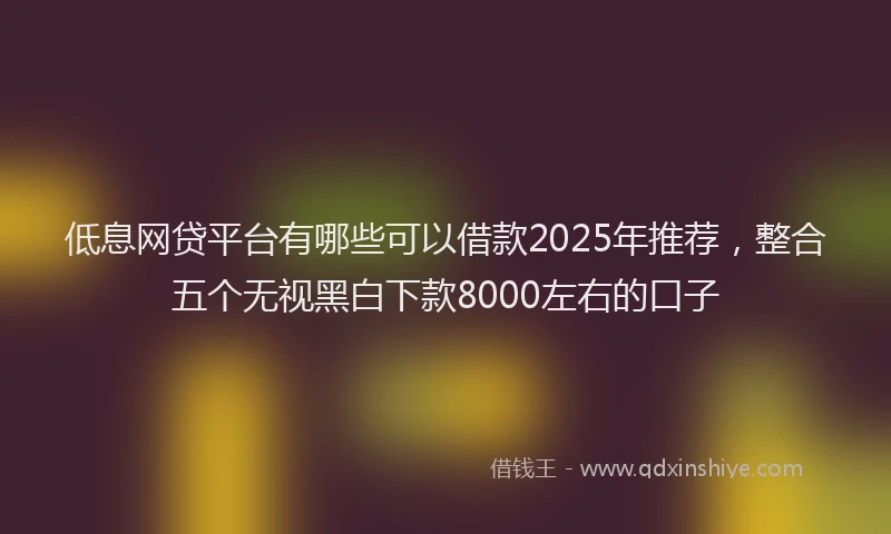 低息网贷平台有哪些可以借款2025年推荐，整合五个无视黑白下款8000左右的口子
