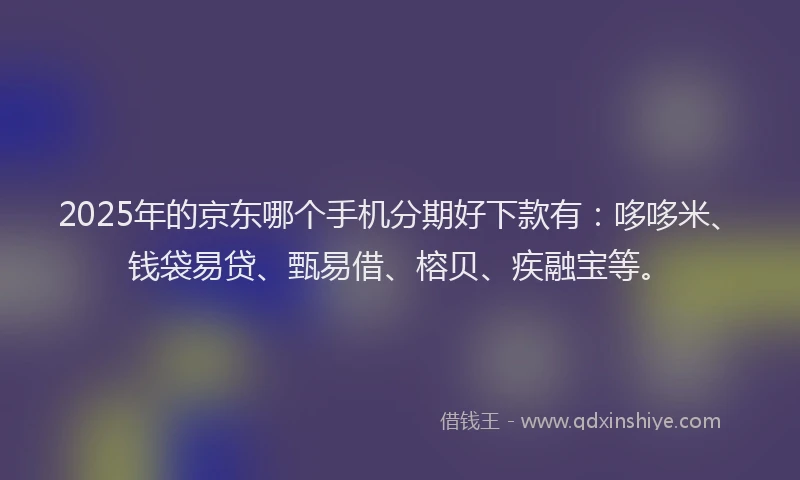 2025年的京东哪个手机分期好下款有：哆哆米、钱袋易贷、甄易借、榕贝、疾融宝等。