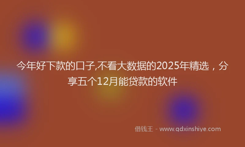 今年好下款的口子,不看大数据的2025年精选，分享五个12月能贷款的软件