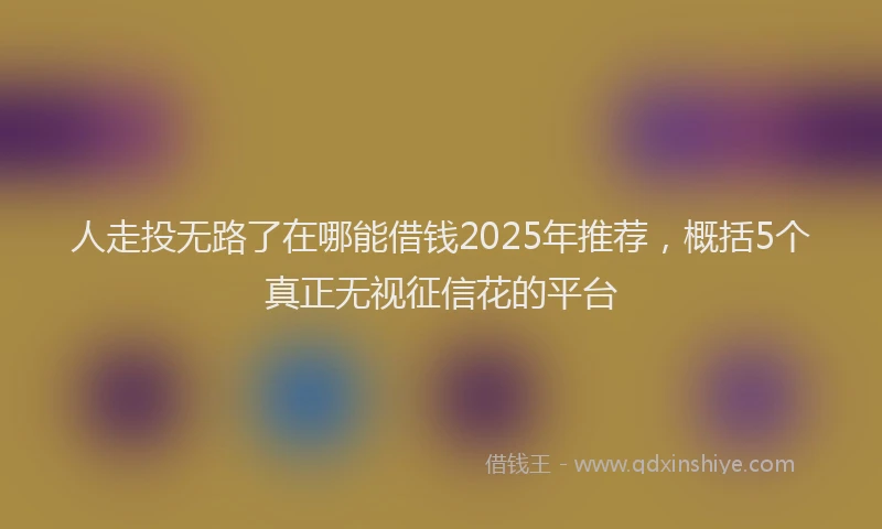 人走投无路了在哪能借钱2025年推荐,概括5个真正无视征信花的平台
