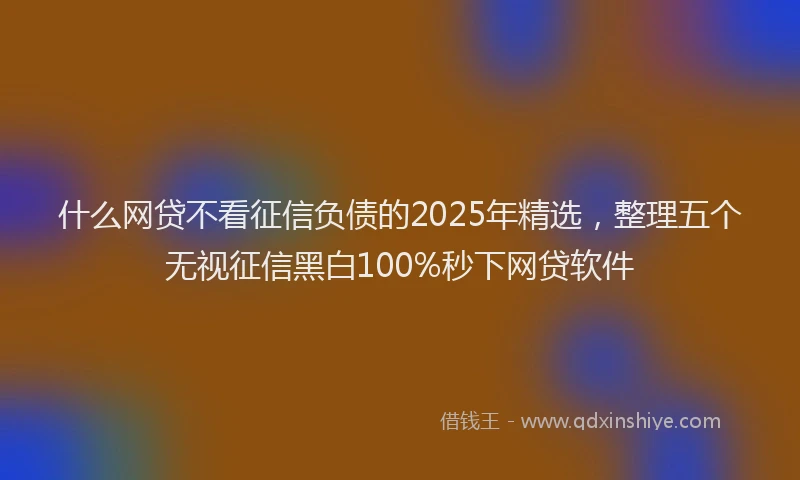 什么网贷不看征信负债的2025年精选，整理五个无视征信黑白100%秒下网贷软件