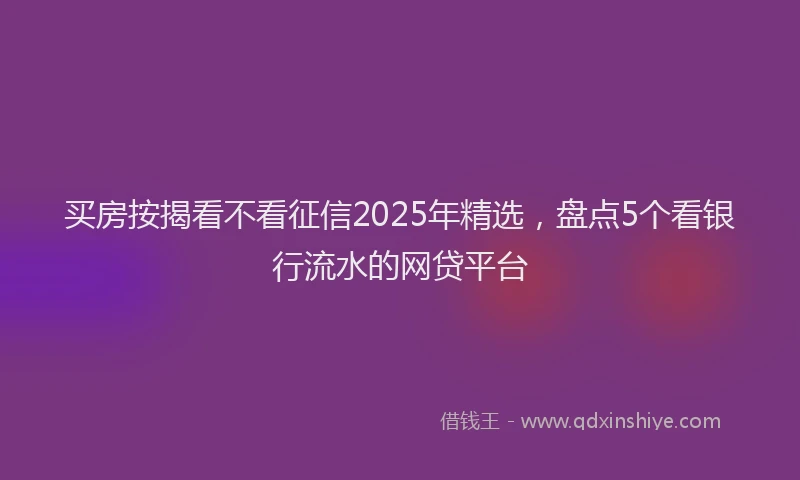 买房按揭看不看征信2025年精选，盘点5个看银行流水的网贷平台