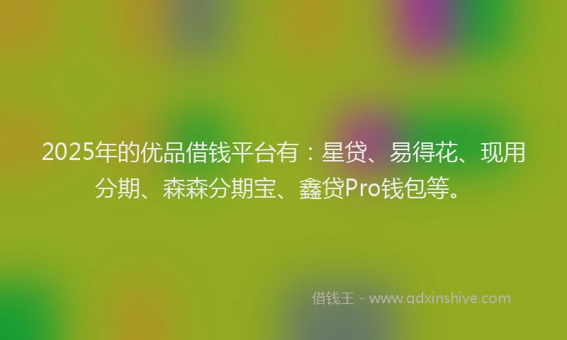 2025年的优品借钱平台有：星贷、易得花、现用分期、森森分期宝、鑫贷Pro钱包等。