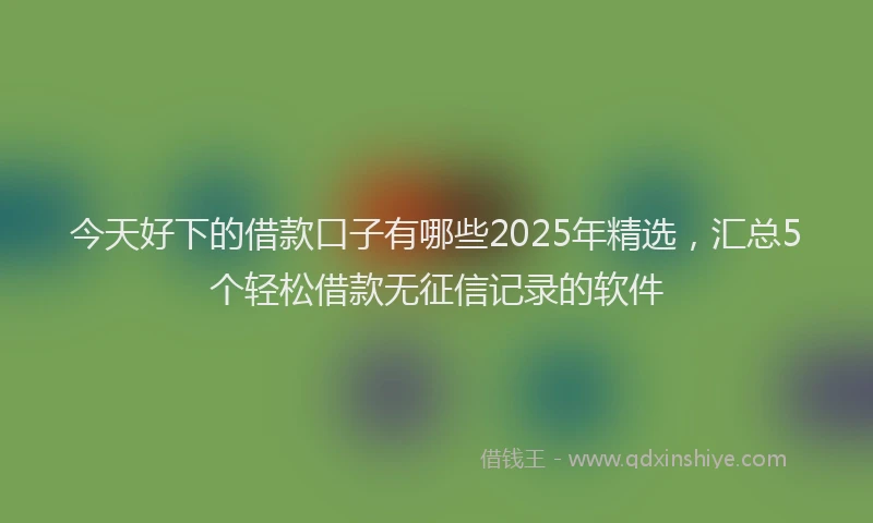 今天好下的借款口子有哪些2025年精选，汇总5个轻松借款无征信记录的软件