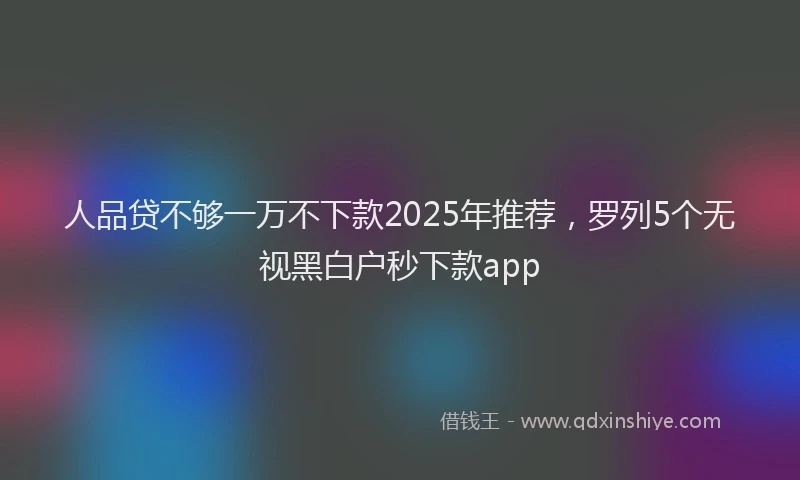 人品贷不够一万不下款2025年推荐,罗列5个无视黑白户秒下款app