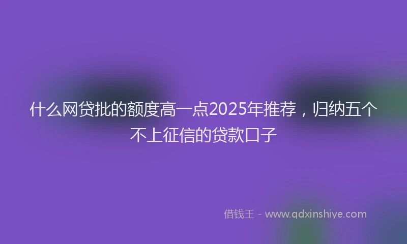 什么网贷批的额度高一点2025年推荐,归纳五个不上征信的贷款口子