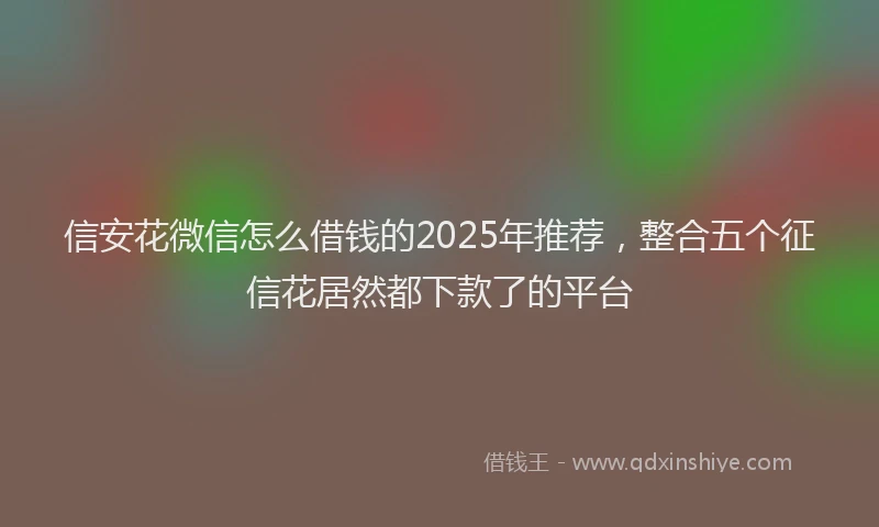 信安花微信怎么借钱的2025年推荐，整合五个征信花居然都下款了的平台