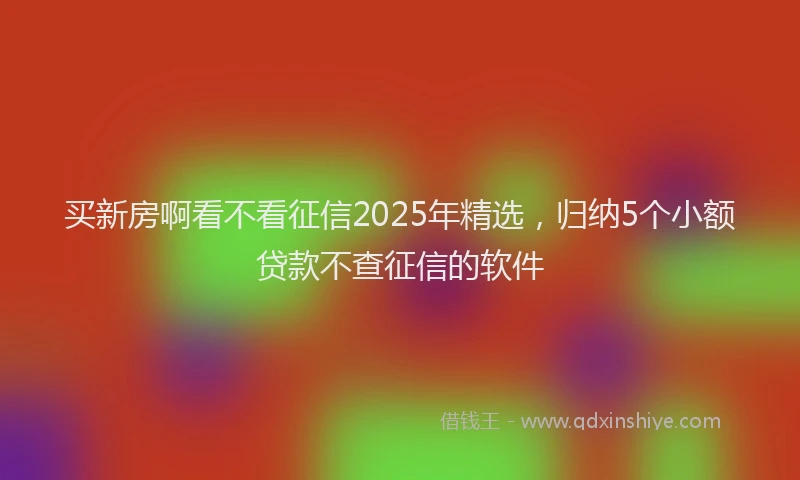 买新房啊看不看征信2025年精选，归纳5个小额贷款不查征信的软件