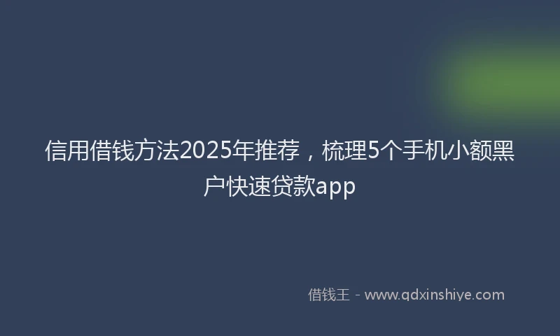 信用借钱方法2025年推荐，梳理5个手机小额黑户快速贷款app