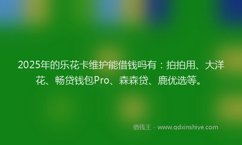 2025年的乐花卡维护能借钱吗有：拍拍用、大洋花、畅贷钱包Pro、森森贷、鹿优选等。