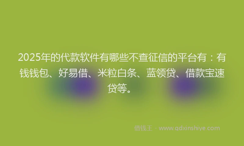2025年的代款软件有哪些不查征信的平台有：有钱钱包、好易借、米粒白条、蓝领贷、借款宝速贷等。