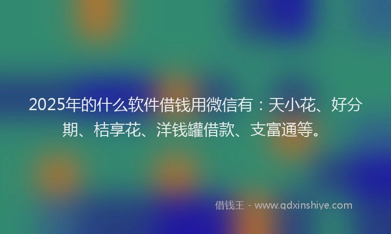 2025年的什么软件借钱用微信有:天小花、好分期、桔享花、洋钱罐借款、支富通等。