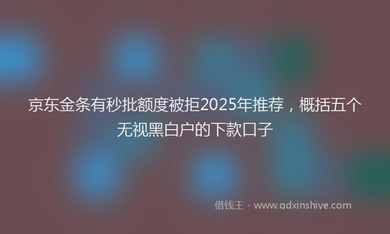 京东金条有秒批额度被拒2025年推荐，概括五个无视黑白户的下款口子