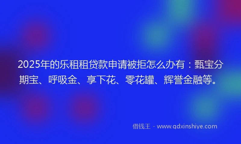 2025年的乐租租贷款申请被拒怎么办有:甄宝分期宝、呼吸金、享下花、零花罐、辉誉金融等。
