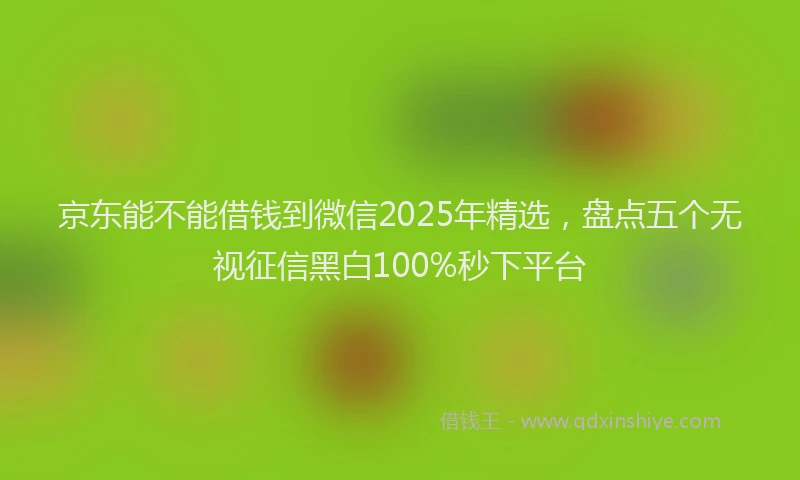京东能不能借钱到微信2025年精选，盘点五个无视征信黑白100%秒下平台