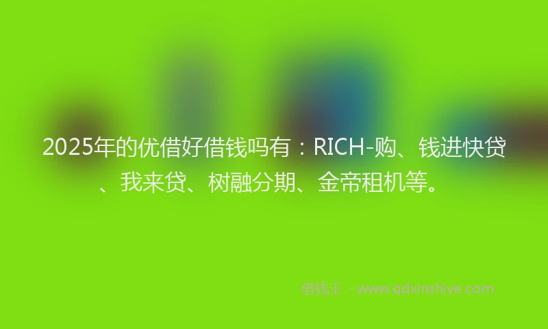 2025年的优借好借钱吗有：RICH-购、钱进快贷、我来贷、树融分期、金帝租机等。