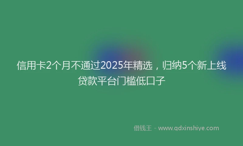 信用卡2个月不通过2025年精选，归纳5个新上线贷款平台门槛低口子