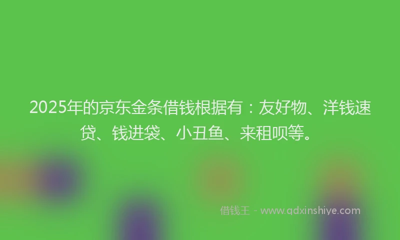 2025年的京东金条借钱根据有:友好物、洋钱速贷、钱进袋、小丑鱼、来租呗等。