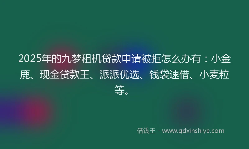 2025年的九梦租机贷款申请被拒怎么办有：小金鹿、现金贷款王、派派优选、钱袋速借、小麦粒等。