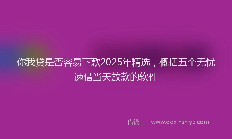 你我贷是否容易下款2025年精选，概括五个无忧速借当天放款的软件