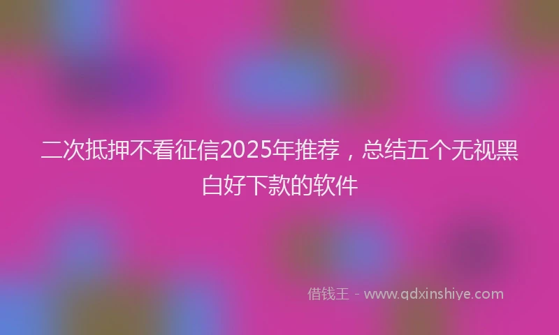 二次抵押不看征信2025年推荐，总结五个无视黑白好下款的软件