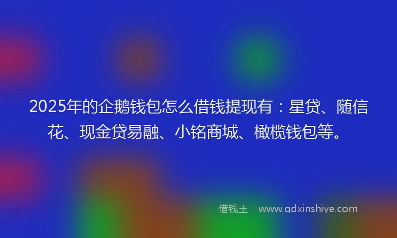 2025年的企鹅钱包怎么借钱提现有：星贷、随信花、现金贷易融、小铭商城、橄榄钱包等。