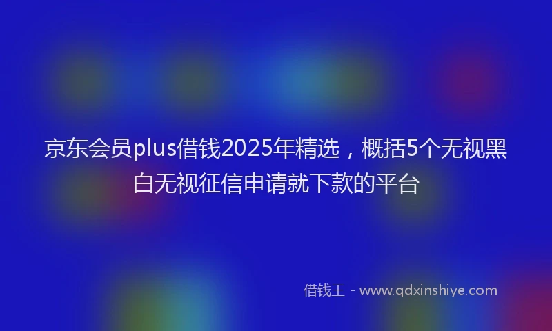 京东会员plus借钱2025年精选，概括5个无视黑白无视征信申请就下款的平台