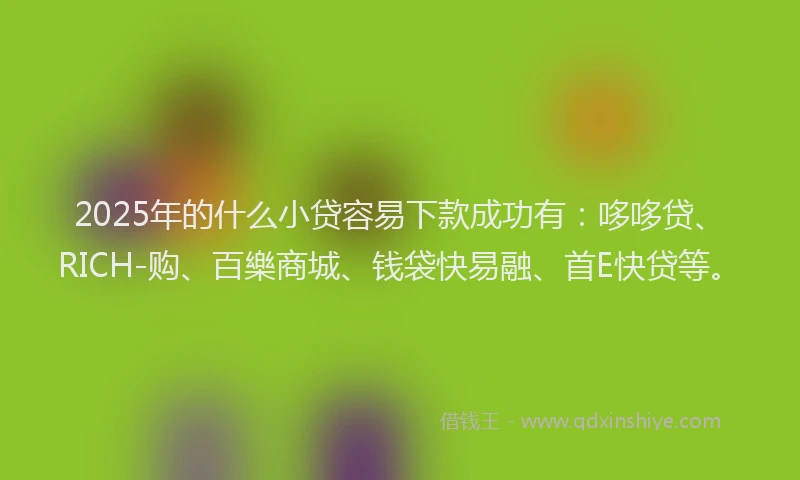 2025年的什么小贷容易下款成功有：哆哆贷、RICH-购、百樂商城、钱袋快易融、首E快贷等。