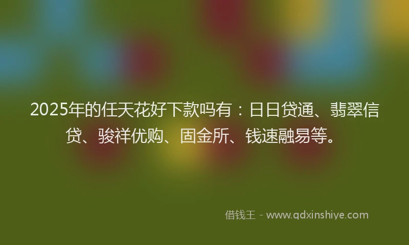 2025年的任天花好下款吗有：日日贷通、翡翠信贷、骏祥优购、固金所、钱速融易等。