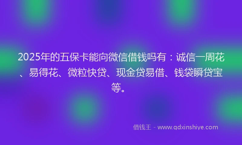 2025年的五保卡能向微信借钱吗有：诚信一周花、易得花、微粒快贷、现金贷易借、钱袋瞬贷宝等。