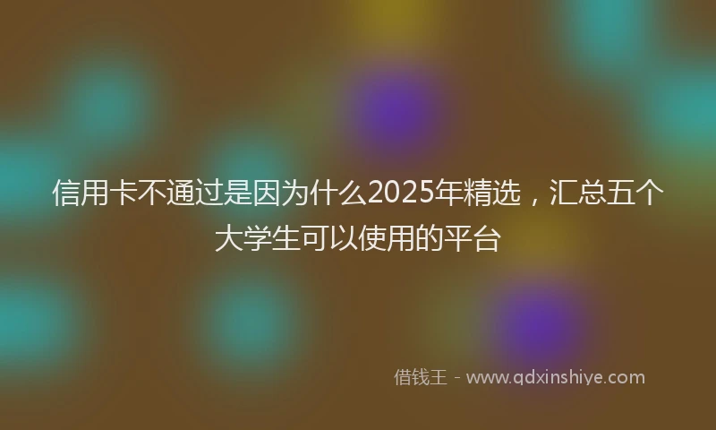 信用卡不通过是因为什么2025年精选，汇总五个大学生可以使用的平台
