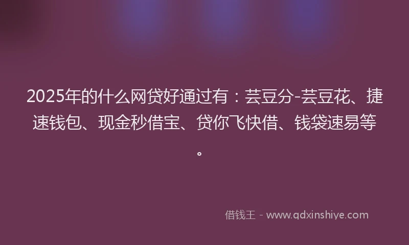 2025年的什么网贷好通过有：芸豆分-芸豆花、捷速钱包、现金秒借宝、贷你飞快借、钱袋速易等。