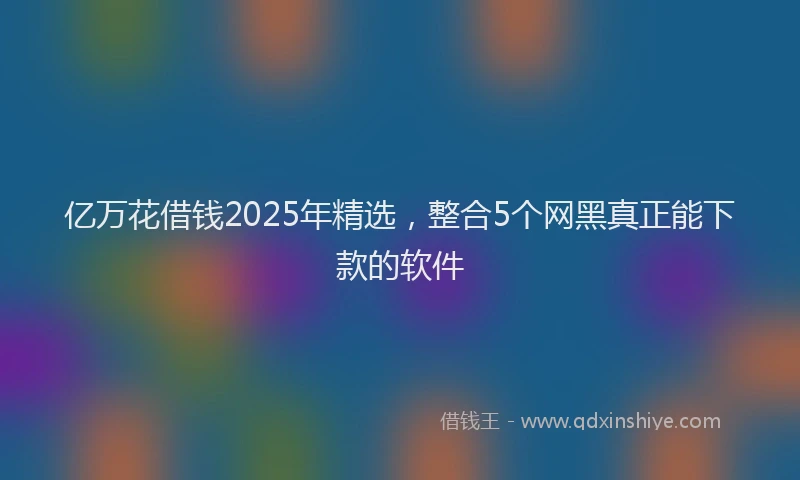 亿万花借钱2025年精选，整合5个网黑真正能下款的软件