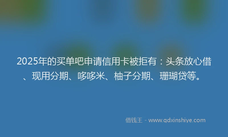 2025年的买单吧申请信用卡被拒有：头条放心借、现用分期、哆哆米、柚子分期、珊瑚贷等。