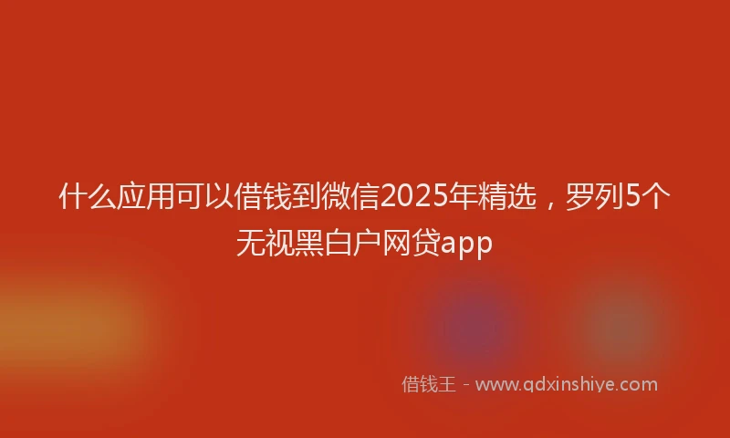 什么应用可以借钱到微信2025年精选，罗列5个无视黑白户网贷app