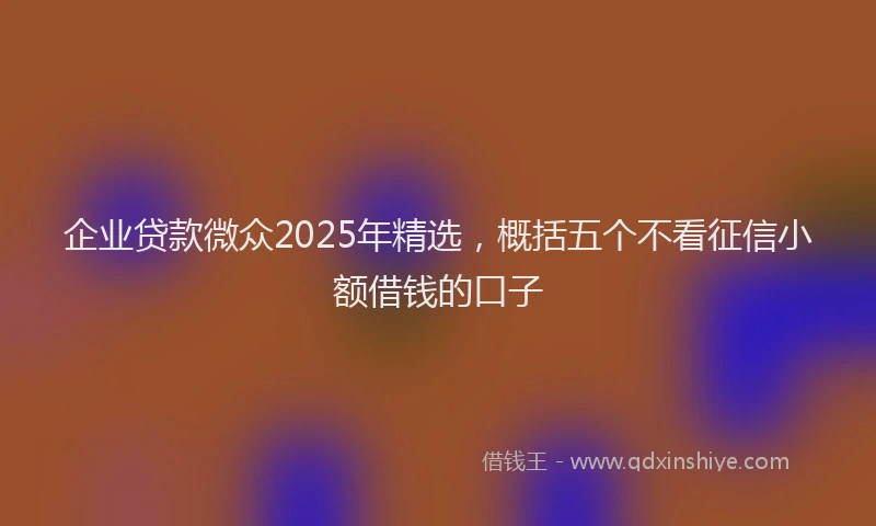 企业贷款微众2025年精选，概括五个不看征信小额借钱的口子