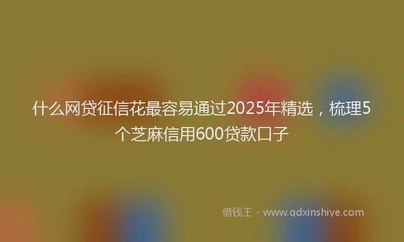 什么网贷征信花最容易通过2025年精选，梳理5个芝麻信用600贷款口子