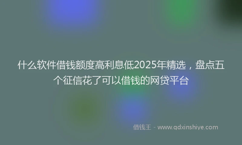 什么软件借钱额度高利息低2025年精选，盘点五个征信花了可以借钱的网贷平台