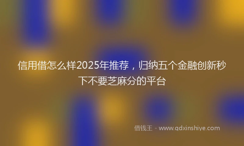 信用借怎么样2025年推荐，归纳五个金融创新秒下不要芝麻分的平台